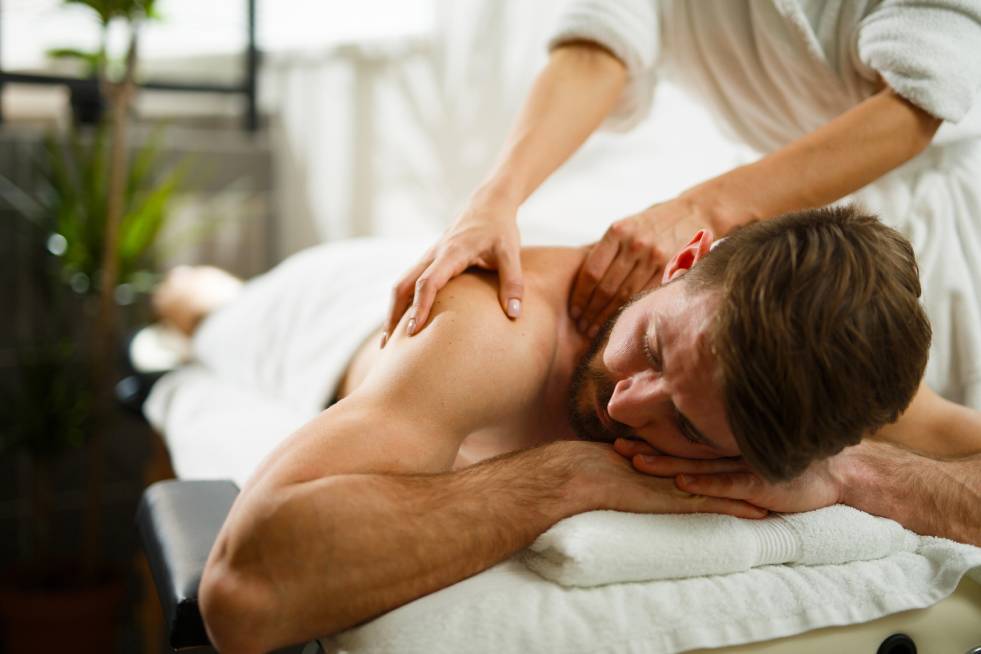 man getting a back massage